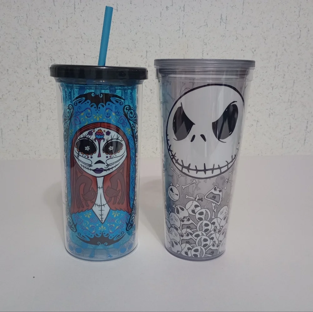 Nightmare Before Christmas Cups Sally & Jack Halloween Holiday Movie Seasonal